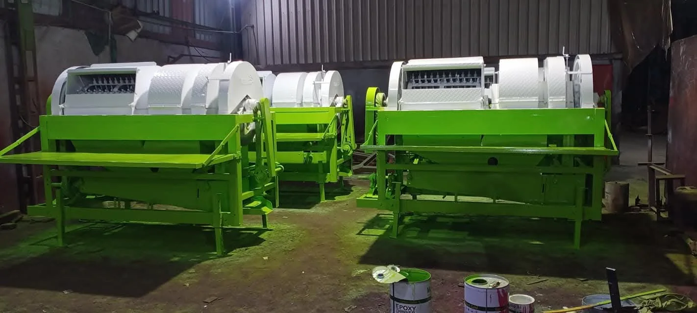 Green threshers in workshop